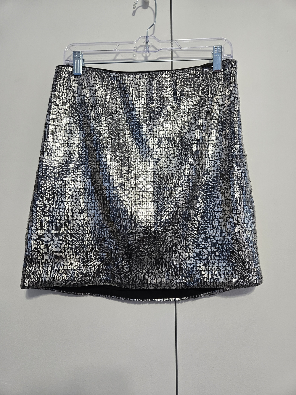 Banana Republic Silver Sequin Mini Skirt Size 6 Lined Party Cocktail